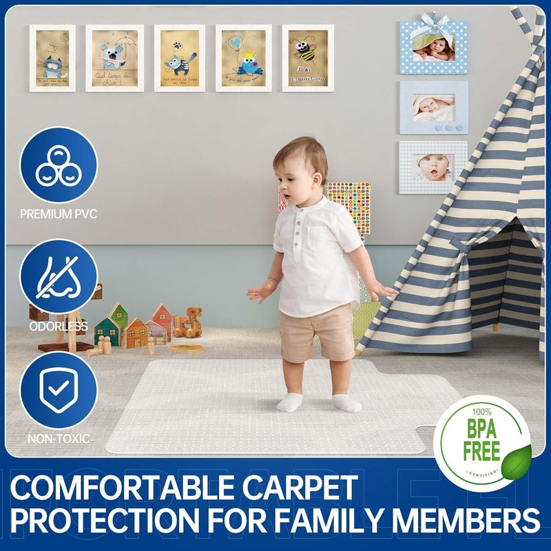Naturei Chair Mat for Carpeted Floors - 48" x 30" Office Floor Mat for Rolling Chairs, Clear Plastic Desk Chair Mat, Easy Glide, Under Desk Carpet Protector for Home and Office, with Lip - Image 5
